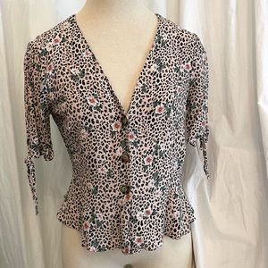 Topshop leopard and floral blouse